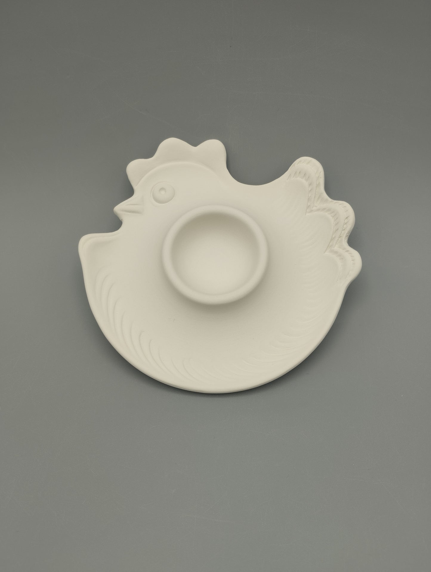 Porta uova gallo piccolo in ceramica semilavorata GREZZA da dipingere