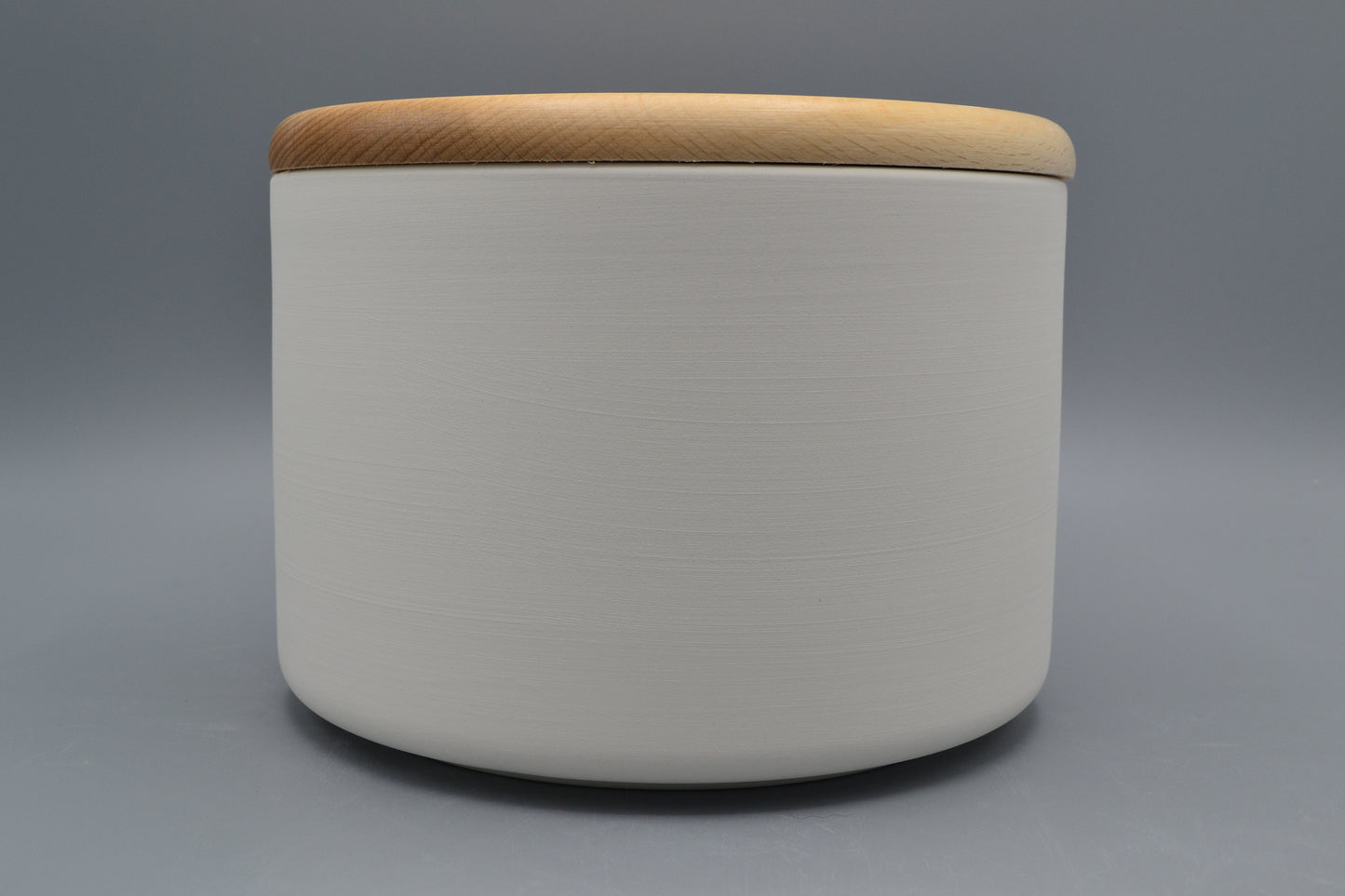 Biscottiera cilindrica con coperchio legno in ceramica semilavorata GREZZA da dipingere