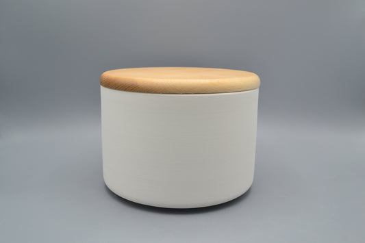 Biscottiera cilindrica con coperchio legno in ceramica semilavorata GREZZA da dipingere