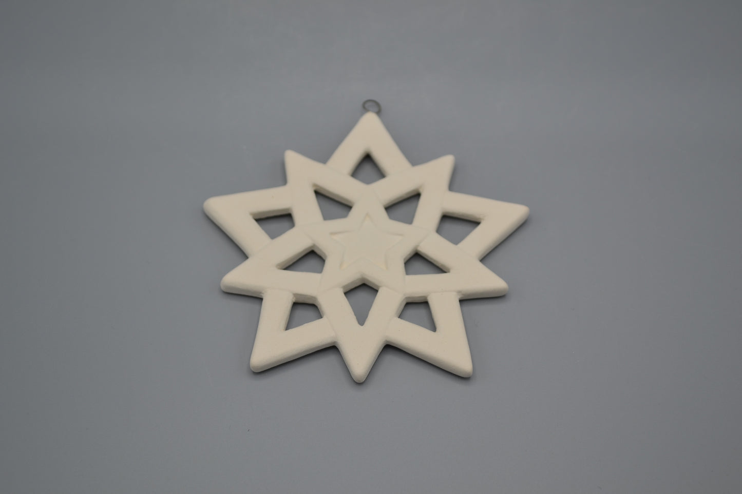 Set di 3 fiocchi di neve da appendere in ceramica semilavorata GREZZA da dipingere