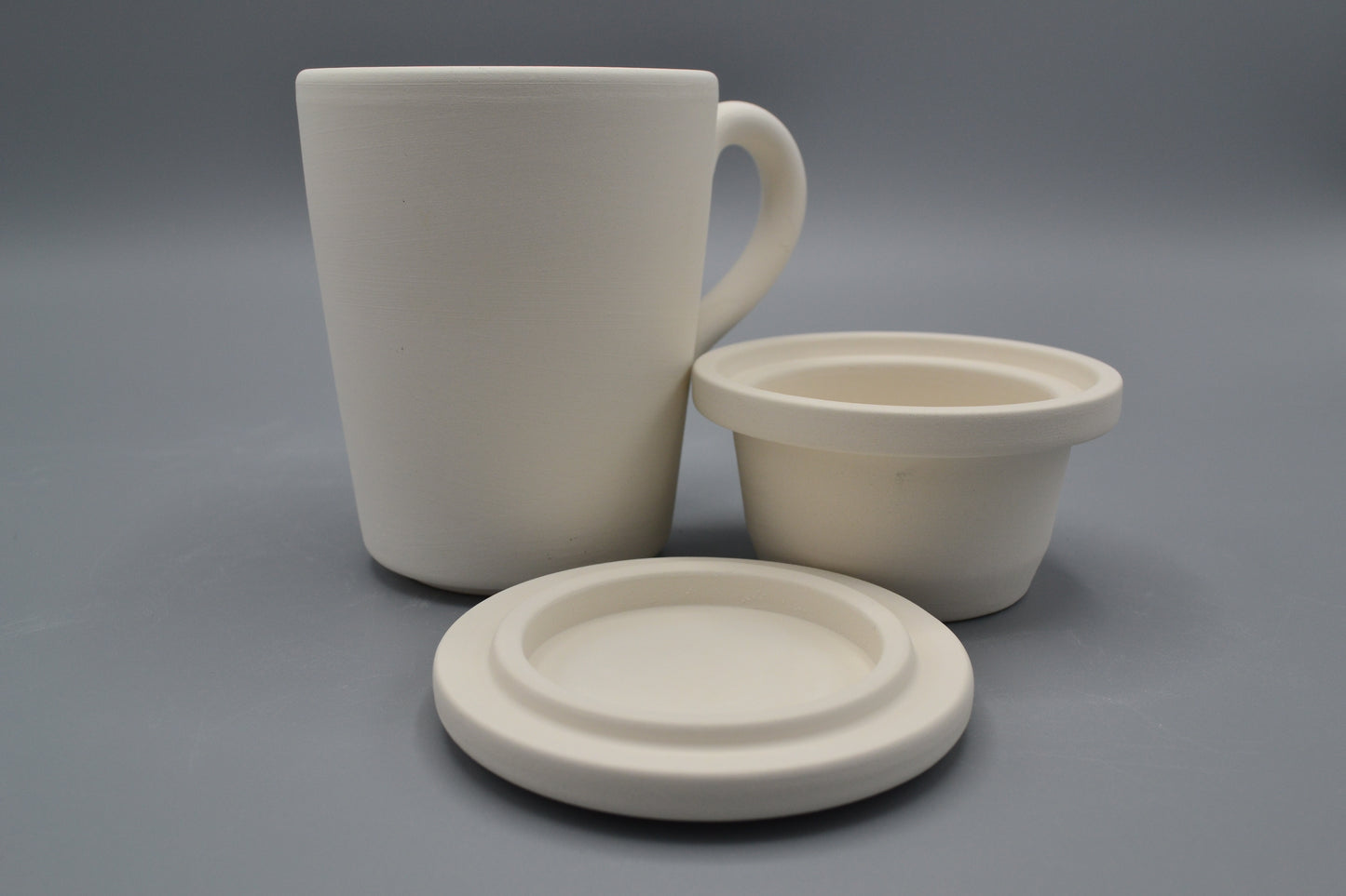 Tisaniera “bibita” in ceramica semilavorata GREZZA da decorare (tre pezzi)