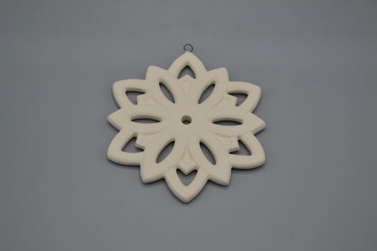 Set di 3 fiocchi di neve da appendere in ceramica semilavorata GREZZA da dipingere