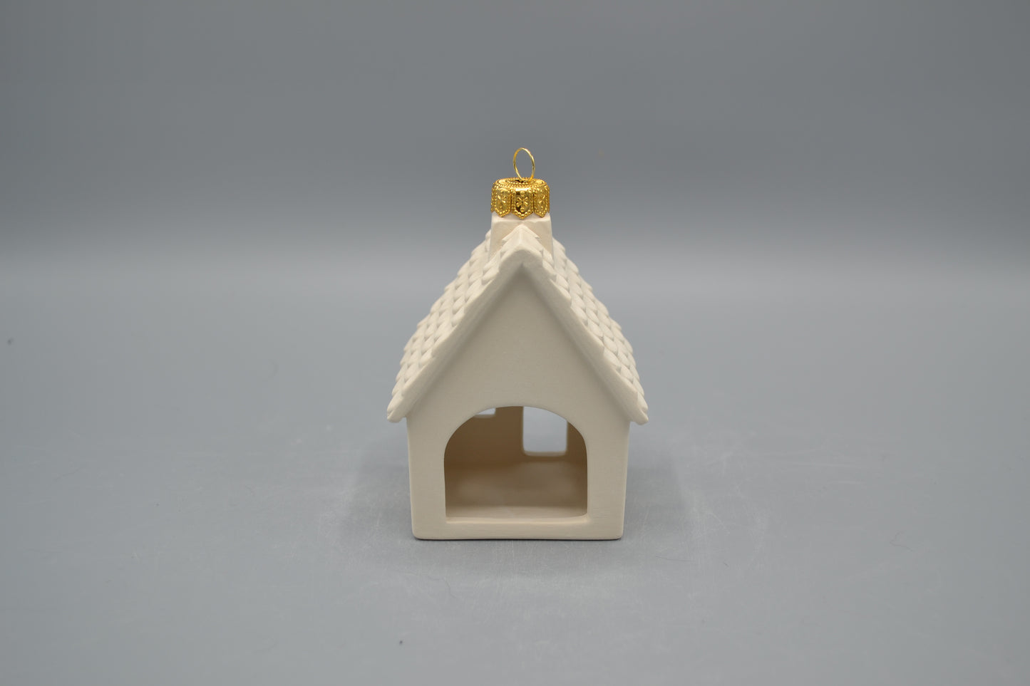Pallina di Natale a forma di casetta in ceramica semilavorata GREZZA da dipingere