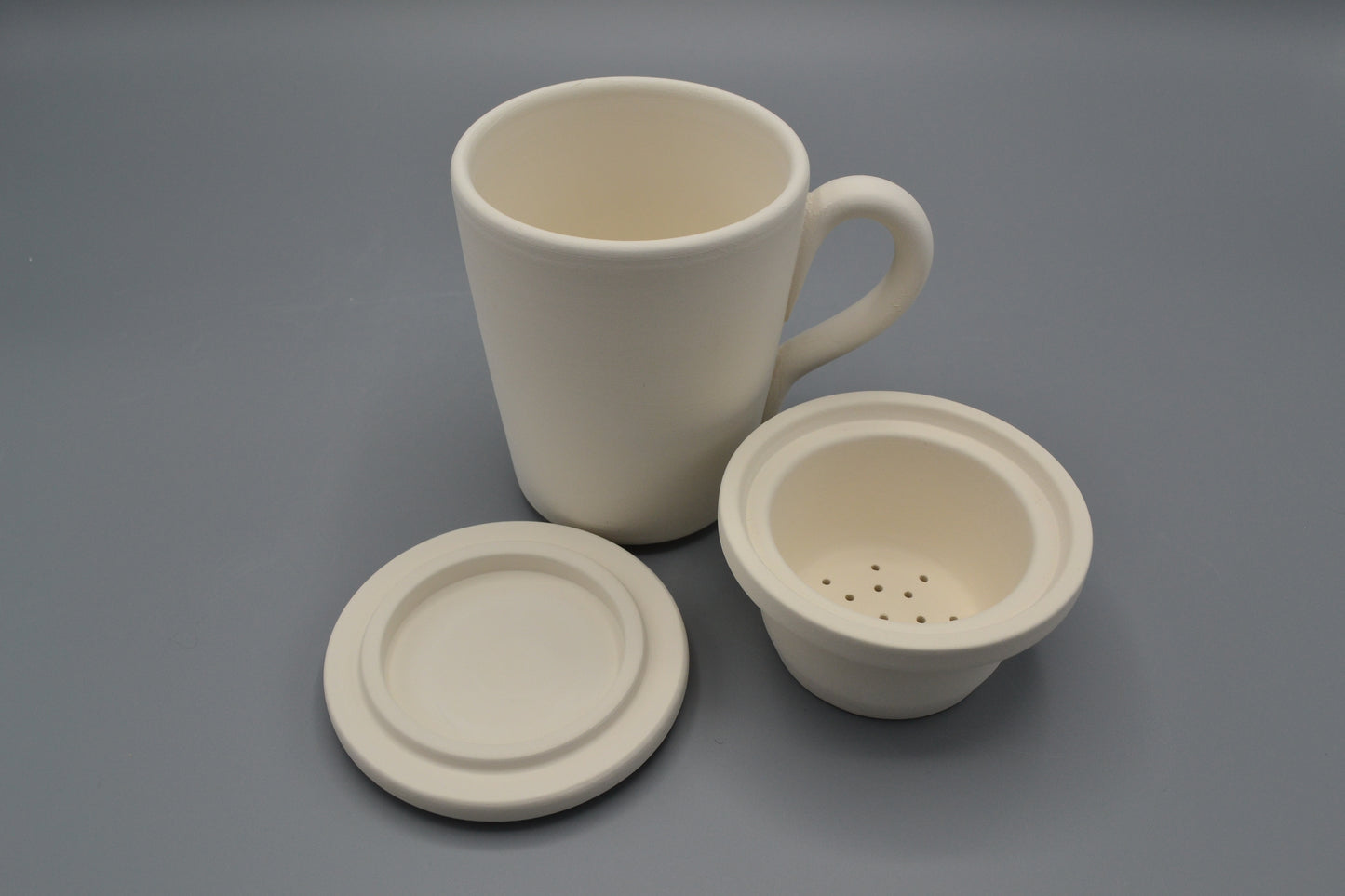Tisaniera “bibita” in ceramica semilavorata GREZZA da decorare (tre pezzi)